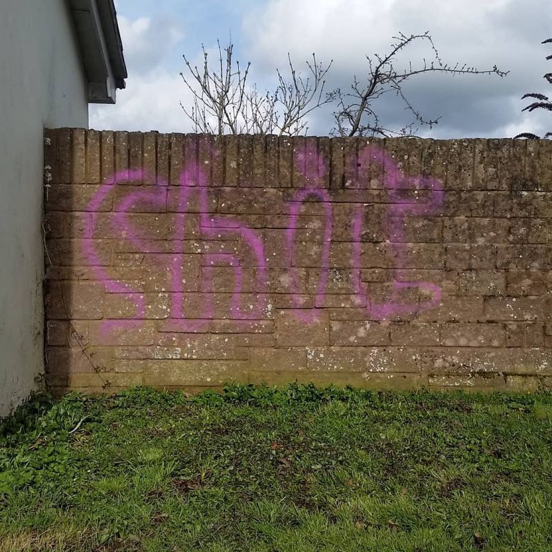 There's pink shit on this wall.