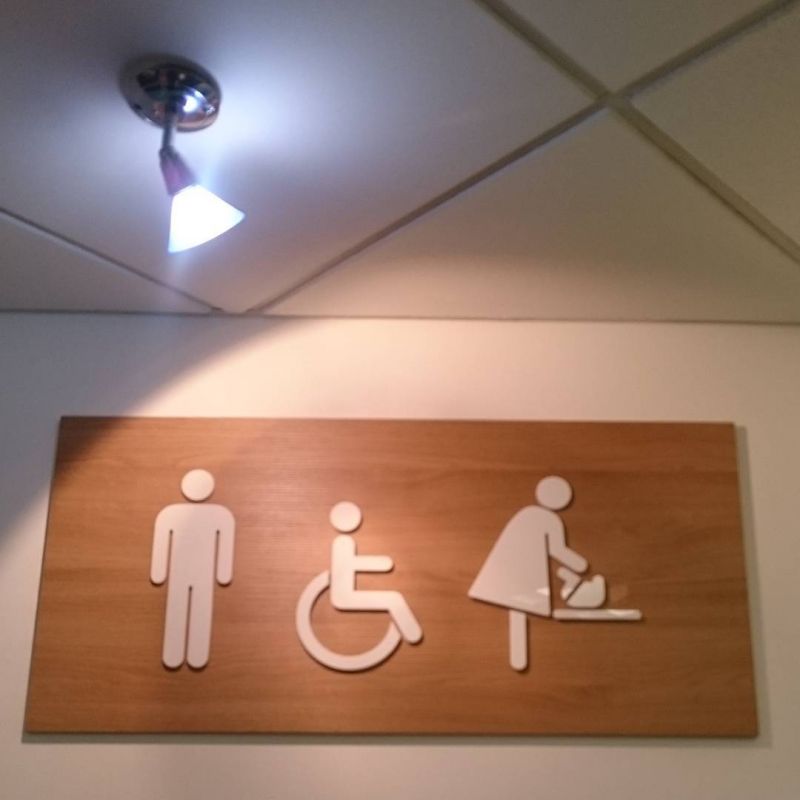 Full marks to this service station for putting baby changing tables in both bathrooms.