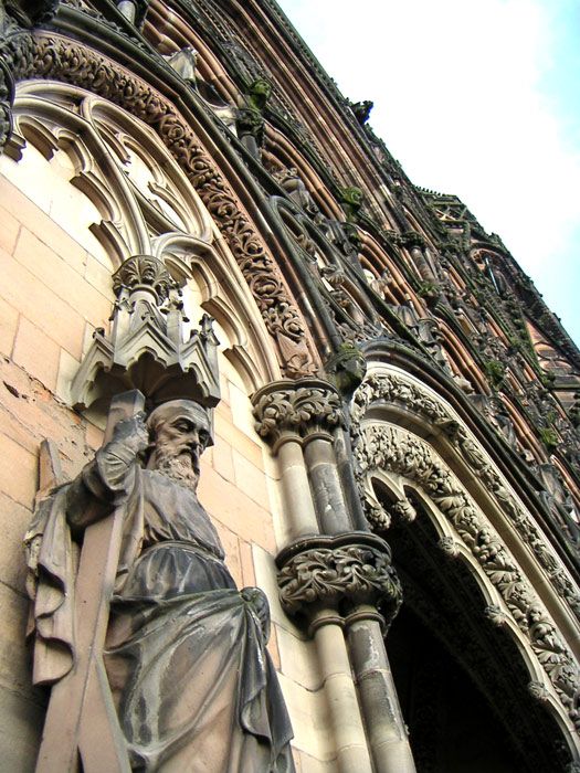 carvings above Lichfield cathedral doors