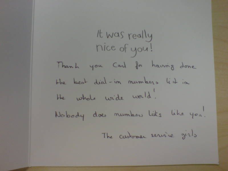 I got a thank you card today